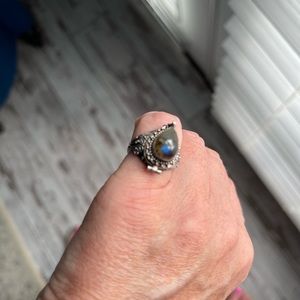 Sterling silver opal ring.